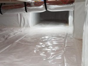 crawlspace encapsulation with plastic sheeting